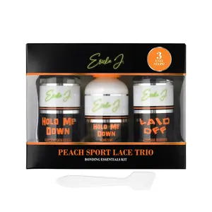 ERICKA J Peach Sport Lace Trio Kit - Hold Me Down Adhesive, Skin Guard, Laid Off Remover & Free Spatula for Gentle Application