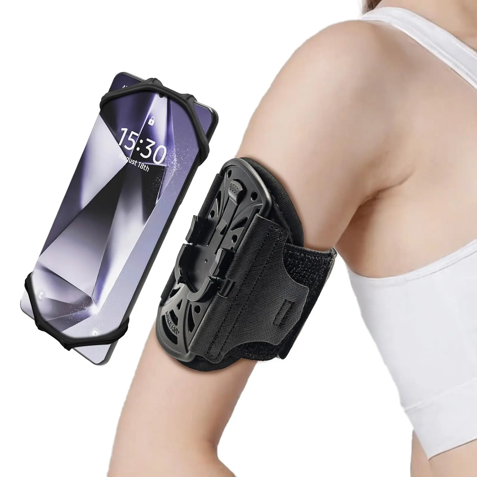 Mobile Phone Arm Strap for Outdoor Running, Trail Running, Cycling and Delivery, Suitable for Driving and Wearing, Suitable for Telephones From 4 to 6.5in, Jogging Equipment Active Sport Accessories Detachable Rotating for Outdoor Running