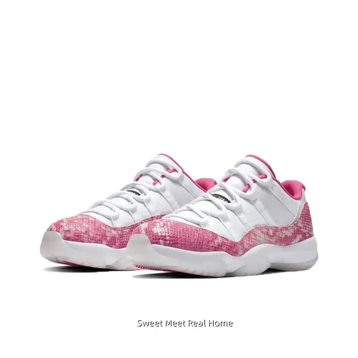 Two Tone White Mesh Collar Low Top Athletic Trainers Pink Snake Print Street Fashion Footwear