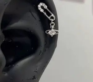 Y2K Silver Star Zircon Ear Stud – 316L Stainless Steel Cartilage Earring