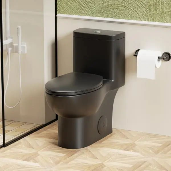Bellemave  1.1/1.6 GPF Tornado Flush One-Piece Toilet with Comfort Chair Seat ADA Height 17", Powerful & Quiet Dual Flush Modern Toilet,Siphonic S-trap 12",Rimless Bowl with Soft Closing Seat