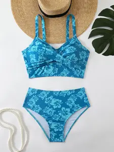 Women's Two-Piece Bikini Swimsuit Set, Bikini Swimwear, Floral Print Swimsuit, Swimsuit Style Bikini, Fashionable & Sexy Design, Slimming Fit, Perfect for Spa & Swimming Pool Use