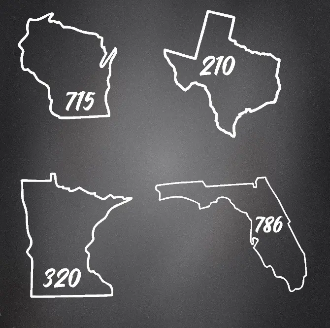 ANY STATE ANY AREA CODE Car/Truck Vinyl Decal Windshield Sticker