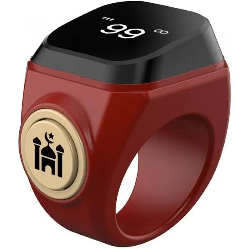 ABS Rechargeable Ring-Shape Tasbih Counter - Smart Wearable Spiritual Device, High Counting Capacity (99999 Range), USB Rechargeable, 40mAh Li-Ion Battery, 3 Sizes (18mm/20mm/22mm), Personalized Fit