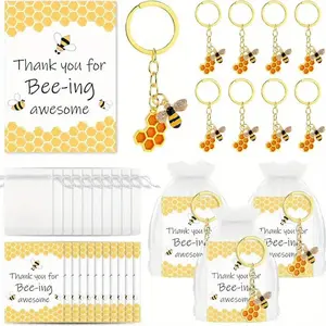 Bee Appreciation Gift Set with Pocket Hug Favors Thank You Cards Keychains & Bags Bulk Employee Gifts for Coworkers Friends & Thanksgiving Party Favors