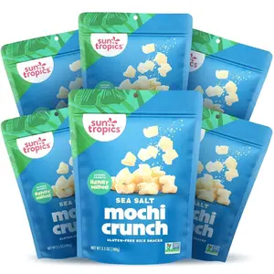 Sun Tropics Mochi Crunch, Sea Salt Flavor- 3.5 oz (6 Pack) | Crispy Crunchy Mochi Bites, Rice Nuggets | Mochi Puff Rice Crackers- Gluten Free & Dairy Free- No MSG Added | Asian Rice Snacks
