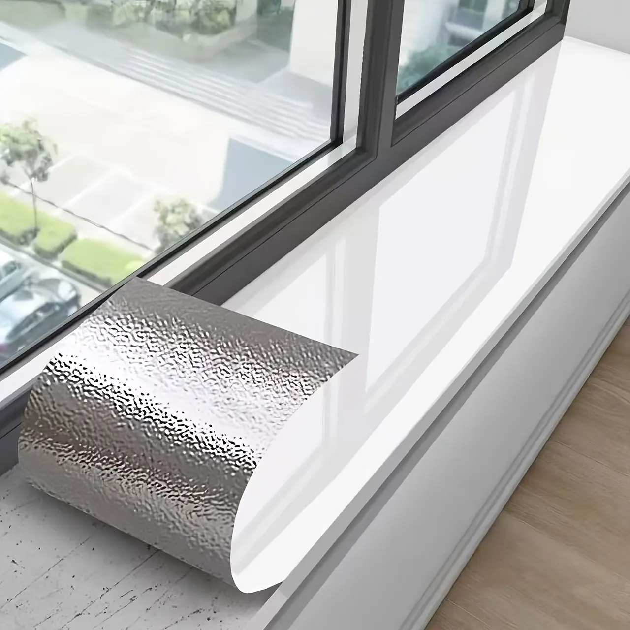 1 Roll Self-Adhesive Window Sill Stickers, Marble Pattern Vinyl with Contemporary Glossy Finish, Easy Peel-and-Stick Installation for Surfaces, Doors, Cabinets and Thresholds, Modern Window Upgrade Decorative Decal for Home Decor, Door Decorations
