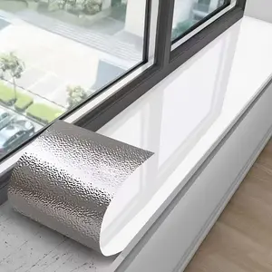 1 Roll Self-Adhesive Window Sill Stickers, Marble Pattern Vinyl with Contemporary Glossy Finish, Easy Peel-and-Stick Installation for Surfaces, Doors, Cabinets and Thresholds, Modern Window Upgrade Decorative Decal for Home Decor