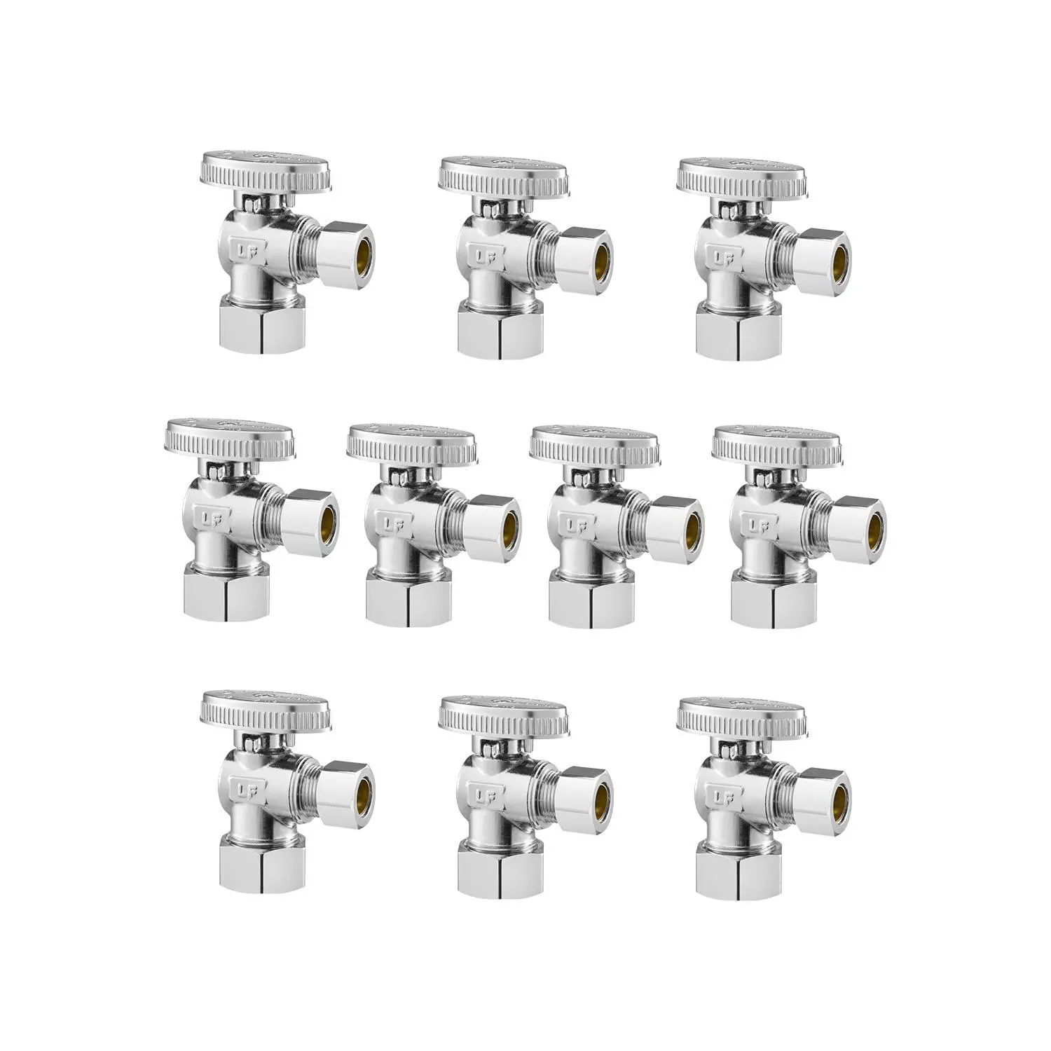 【summerfinds】VEVOR 10-Pack Angle Stop Valve, Summervibes,Summervibes, 1/4 Turn Water Shut Off Valves, 1/2" Nominal (5/8" OD) Compression Inlet x 3/8" OD Compression Outlet Shutoff Valve for Bathroom Kitchen Toilet Shower Plumbing