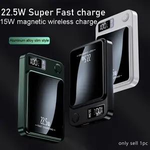 10000mah Magnetic Power Bank, LED Battery Display, 15w Wireless Charging, 20w PD Fast Charge, USB & Type-C Ports