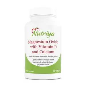 Magnesium oxide with vitamin D3 and Oyster Calcium -Immune Support, Muscle Recovery, Leg Cramps and Relaxation - 100 tablets Healthcare Supplement Dietary