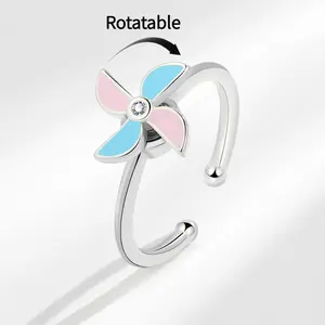 Elegant Rotatable Windmill-Inspired Wrap Ring, Premium Craftsmanship Spinning Adjustable Open Ring, Dainty Everyday Wear Fidget Jewelry for Women, Thoughtful Gift for Mom Girlfriend Wife, Versatile Layering Accessory