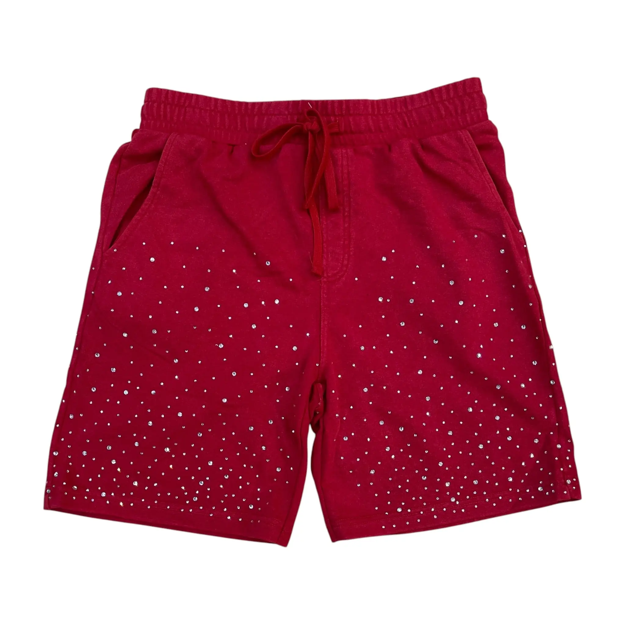 610-11966 - Washed Rhinestone Galaxy French Terry Fleece Shorts