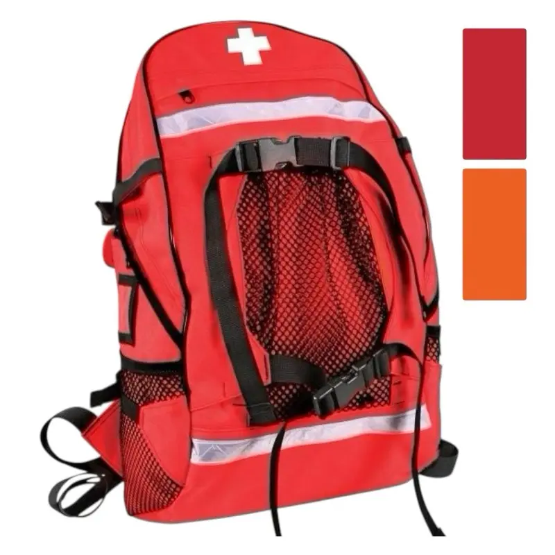 Rothco ISO Certified High-Capacity Multi-Function EMS Trauma Pack Bag, Polyester Medical Carry Backpack (12"x18.5"x7" Synthetic Material), Orange-Red Velcro-Zip Closure, Mesh Pockets, Padded Comfort Design, Reflective Striping Visibility, Phone Pouch