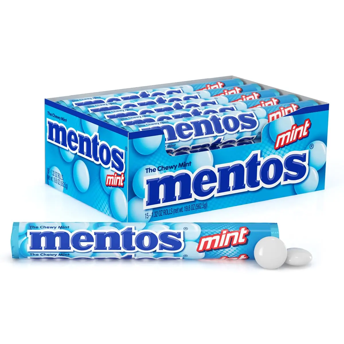 Mentos Original Flavor Chewy Mint Chewy Dessert Candy, Easter Basket Stuffers for Kids, 14-Piece Packs (15 Count)