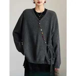 Women's Plus Size Knit Cardigan Sweater Coat for Fall and Winter Casual Wear Colorful Button Loose Fit Pullover Top