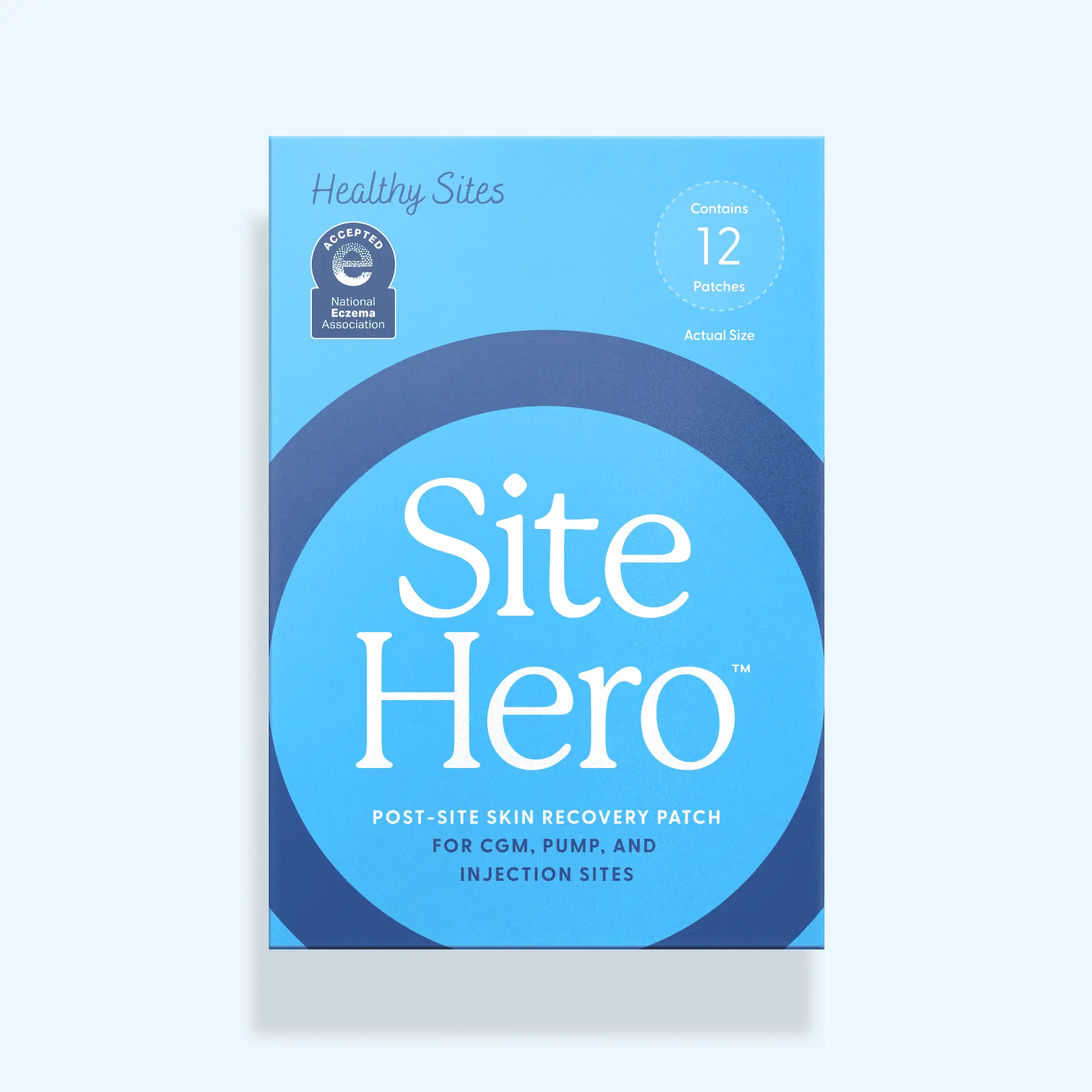Site Hero - Post Injection Site Recovery Patch for CGM & Pump Sites - 12 Patches - Hydrocolloid for Skin Repair & Comfort