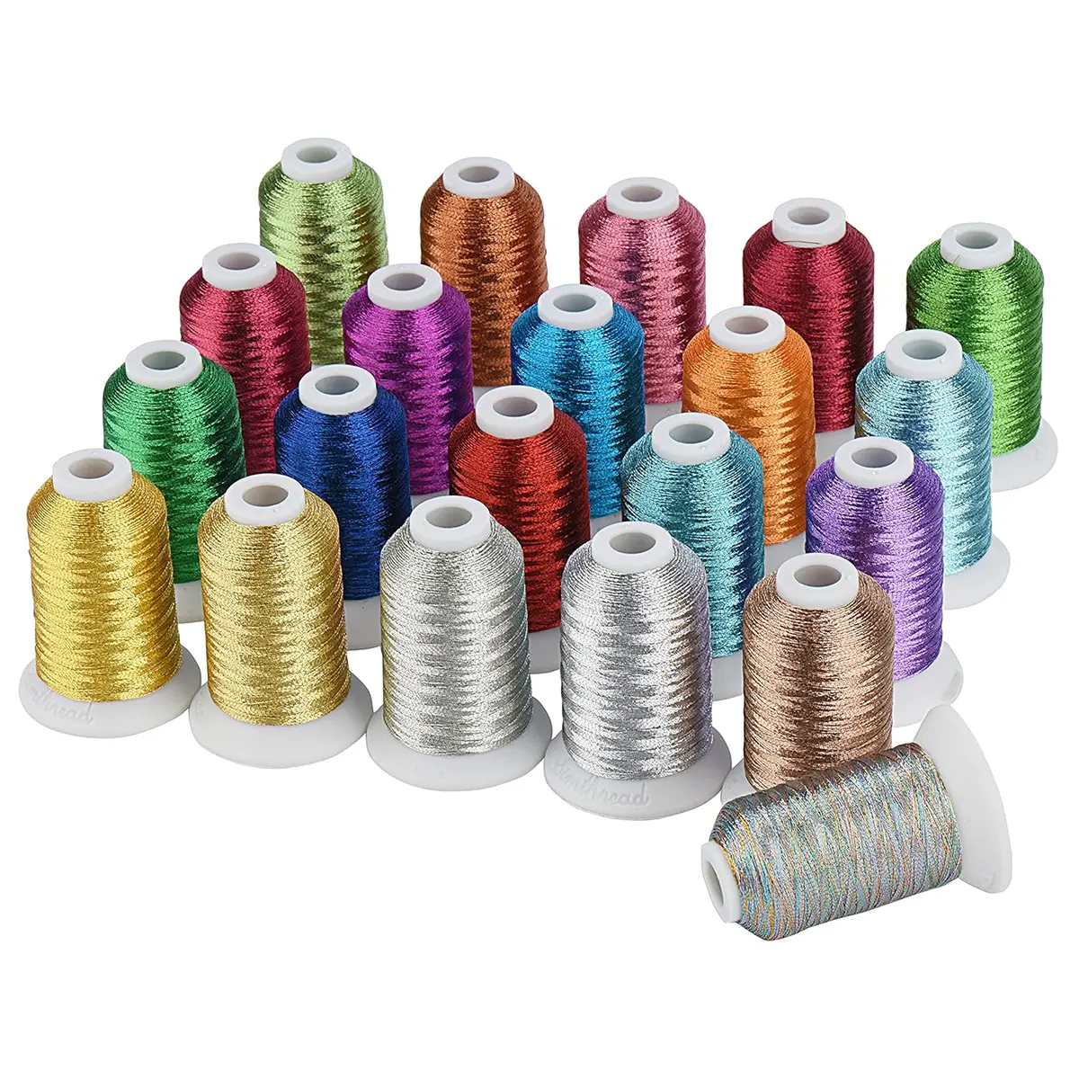 Simthread 21-Colors Metallic Embroidery Thread Kit 500M – Sparkle Shine for Machine Embroidery & Sewing