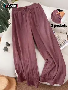 Women's Solid Color Wide Leg Pants, Casual Comfy Trousers for Daily Wear, Ladies Bottoms for All Seasons, Casual Fashion Pants