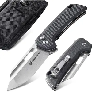 Large Pocket Knife for Men B-26, 8.11" Tactical Folding Knife with 14C28N Blade, G10 Handle, Upgraded Reinforced Lock, Includes Pocket Clip and Nylon Sheath for Camping, Survival