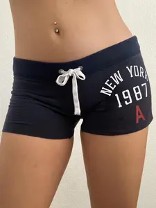 Women's Letter Print Shorts, Casual Comfy Breathable Shorts for Daily Wear, Ladies Bottoms for All Seasons, Womenswear, Casual Fashionable Shorts, Casual Fitted Shorts, Athleisure Shorts, American Style Shorts