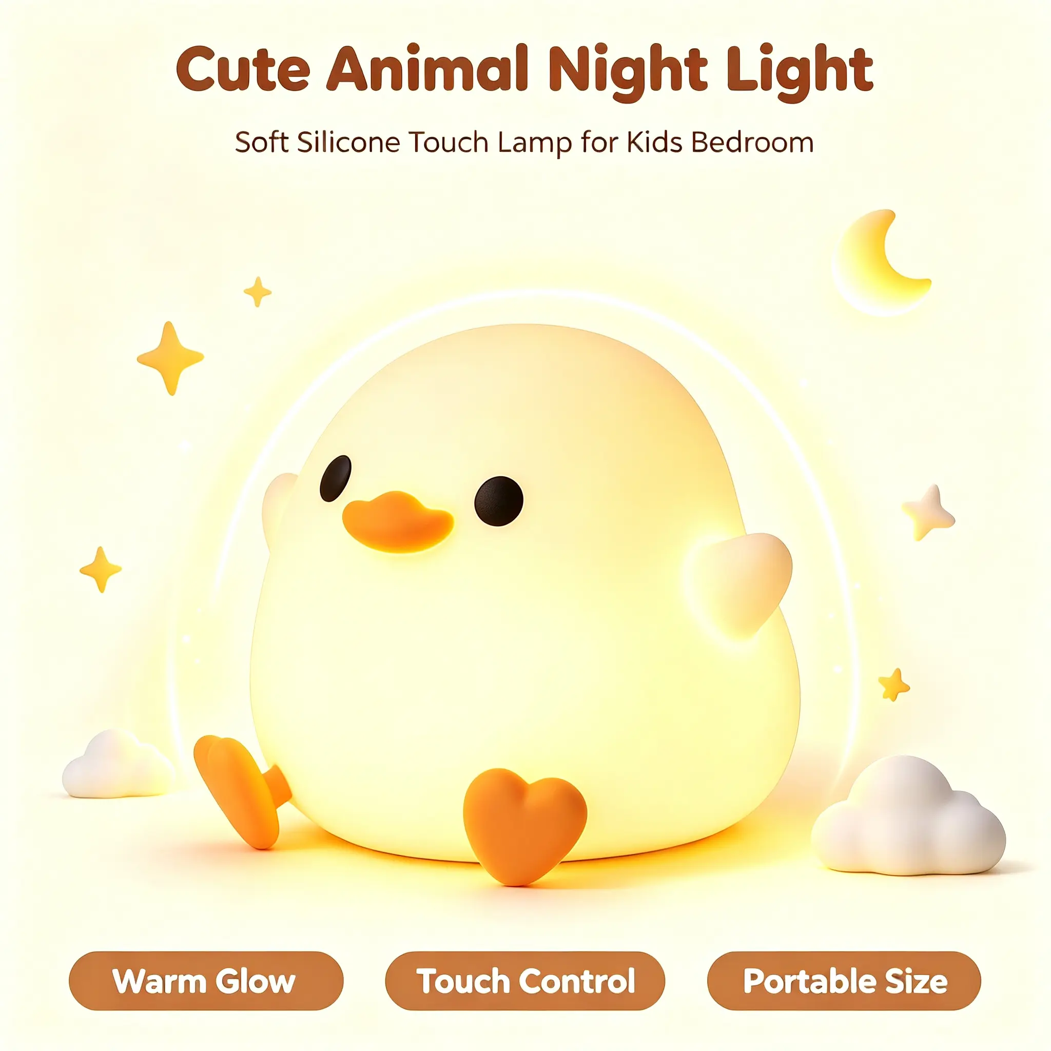 Adorable Duck Silicone Night Light, Soft LED Bedside Lamp, USB Rechargeable, Safe & Cozy Light for Kids' Room Decor, Great Christmas, Birthday & New Year Gift Home Decoration Lamp Usb Powered Lamp