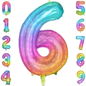 40 Inch Large Number 6 Foil Mylar Balloons for 6th Girl Boy Birthday Party Celebration Decorations Supplies, for Wedding Anniversary Events Decoration