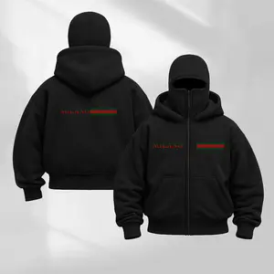 Balaclava Jacket Zip Up MILANO PriAnted Fashion Double Layer Hoodie Hip Hop Outerwear Jacket Y2K Clothing for Men and Women