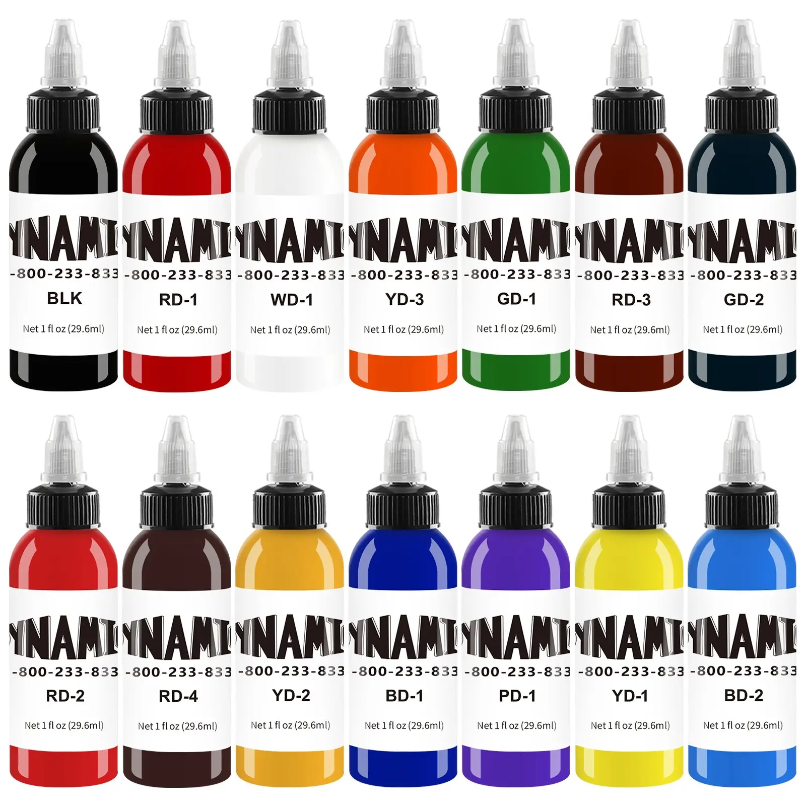 14 Colour inks, tattoo inks, 14 colours tattoo ink, active inks, colour pattern tattoo ink, Tattooist special pigment set (30 ml)