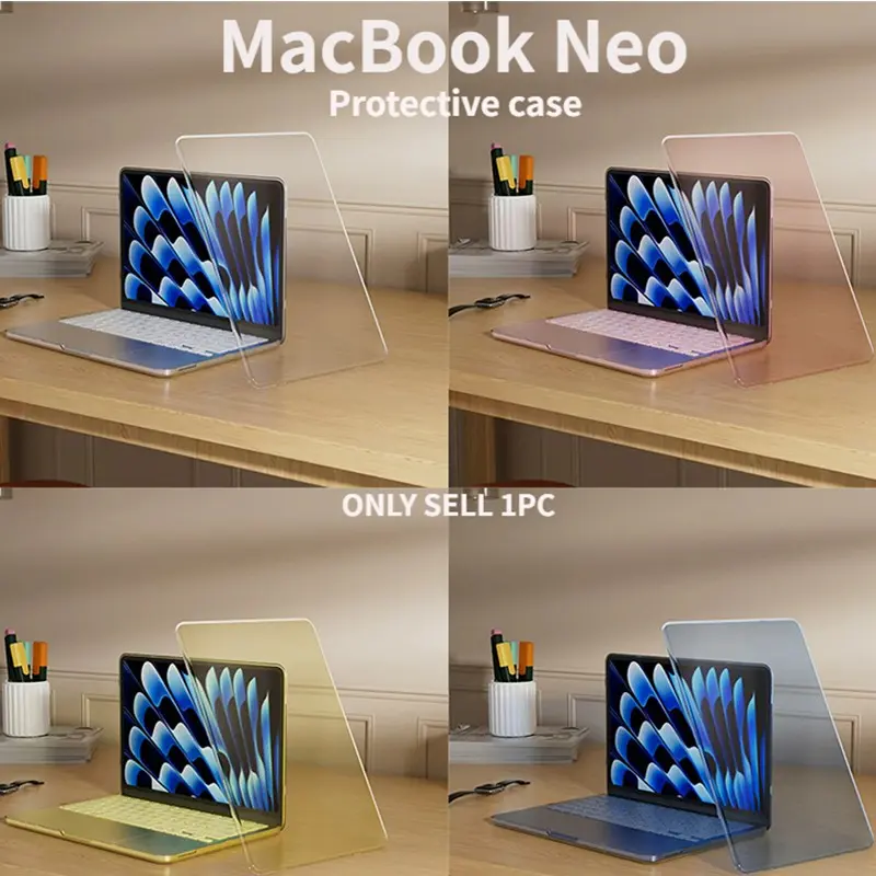 2026 New MacBook Neo 13-inch Scratch-Resistant Case (Model Neo-A3404 A18 Pro) is available in four colors: Pink, Indigo , Citrus Yellow, and Crystal Clear. Neo Laptop Case Cover Protector Laptop Casing