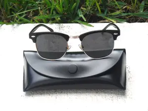 Galaxylens Retro Semi Rimless Sunglasses for Men Women Black Polarized UVAB Protection TR90 Material Custom Fit Impact Resistant Anti-Reflective Glasses with Case ANSI Z87.1 Certified