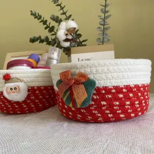Cotton Rope Woven Desktop Storage Basket, Cosmetic Organizer, Key Remote Holder, Wedding Christmas Decoration, Home Decor, Organizing