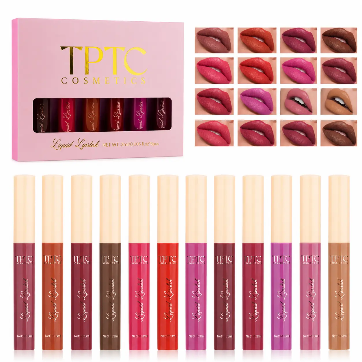 6-Piece Velvet Matte Lipgloss Set - Hydrating, Long-Lasting Liquid Lipstick with Buildable Reds, Non-Stick Cosmetic for All Skin Tones, Compact Hydrate Option, Ideal Gift