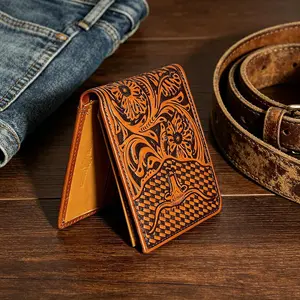 Western Cowboy Genuine Leather Wallet For Men,Ox Head Embossed Leather Short Bifold Wallet, Ideal Gifts For Father, Grandfather And Husband For Father's Day