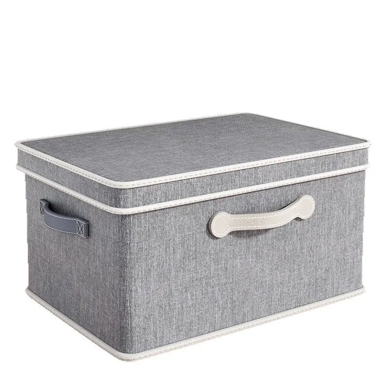 Large Quart Collapsible Stackable Storage Bins with Lids, Linen Fabric Closet Boxes with Lids, Storage Cube Baskets Container Organizers for Bedroom Office