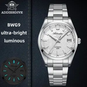 ADDIESDIVE Automatic Watches for Men Business Dress Watch -  39mm Sapphire Crystal Texture Dial With Calandar 100m Waterproof Luminous AD2075