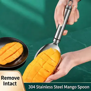 304 Stainless Steel Fruit Slicer & Dicer — Multi-functional Tool for Cutting Mango Cubes, Watermelon Chunks, and Scooping Fruit Pulp