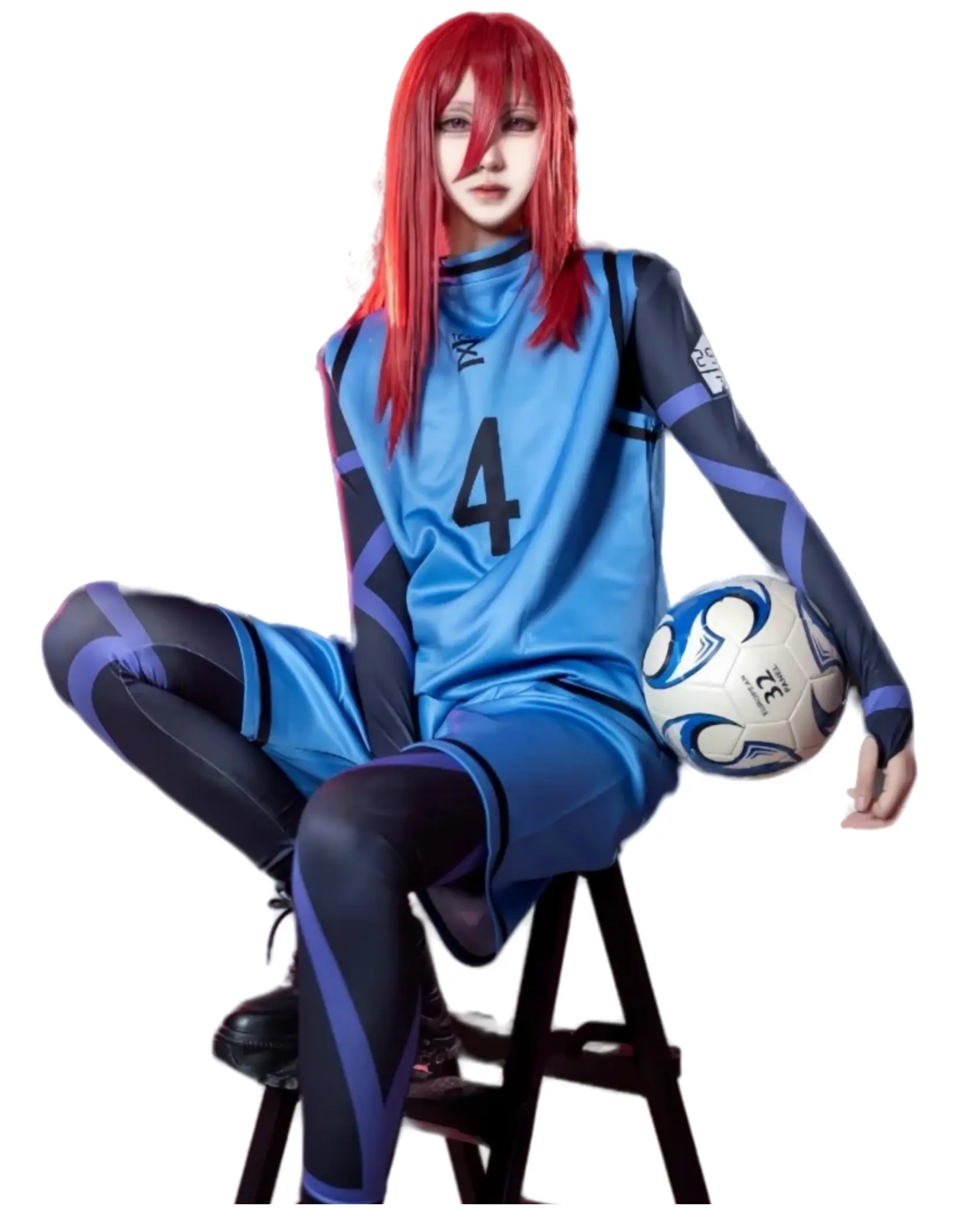 Women's Blue Lock Cosplay Jersey Costume - Spandex-Polyester, Digital Print Team Z Copy, Comfortable Yoichi Isagi Full Bodysuit Soccer Shirt for Anime Fans, Football Athletic Training Activewear