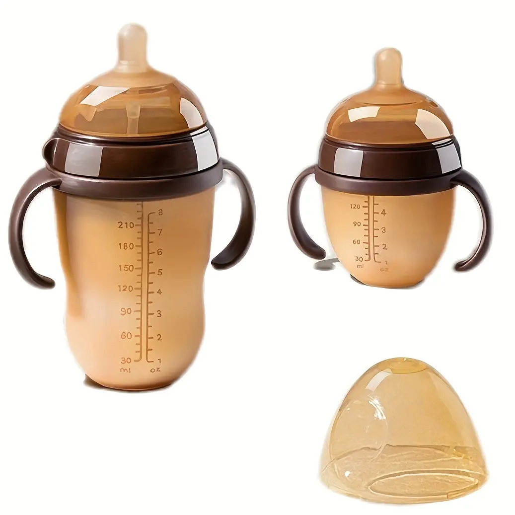 Silicone Wide Mouth Baby Bottle for Newborns with Soft Nipple and Carry Handle - 150ml & 250ml Sizes, With Handle, Newborn Feeding, No
