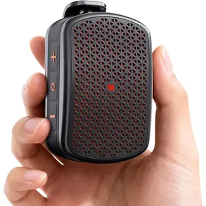 Wearable  Speaker with  Clip, IPX7  Mini Personal Speaker for Construction Job Site, Golf Cart, Hiking, Small Clip  with Mic, BT 5.4, TWS, Black