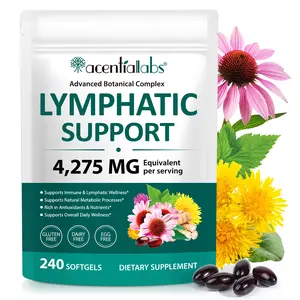 Acentiallabs Lymphatic Drainage Dietary Supplements - 240 Softgels, 21-in-1 Botanical Herbal Blend for Lymph System Support (Men & Women) with Echinacea, Dandelion, Burdock, Bromelain, Calendula, Turmeric & More