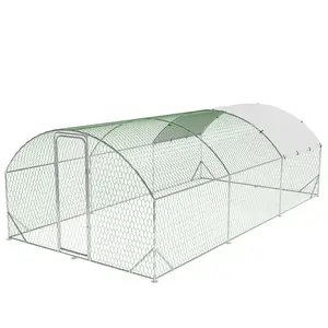 Large Metal Dome Chicken Coop Enclosure with Tri-Supporting Frame, Chicken Run, Waterproof & Anti-UV Cover, Spacious Outdoor Poultry Home (9.8L x 19.7W x 6.6FT H)