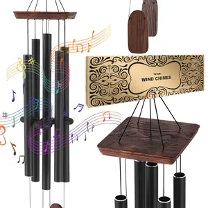 【fathersdaygift】VEVOR Wind Chimes for Outside, 1220 mm, Deep Tone Wind Chimes with 5 Tubes, Unique Large Memorial Wind Chimes for Anniversary, Amazing Outdoor Decor for Your Patio, Porch, Garden and Backyard, Black