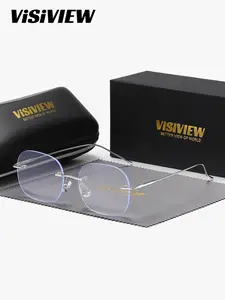 Unisex Stylish Frameless Glasses, Round Clear Lenses Anti-blue Light Glasses, Fashion Eyewear for Daily Wear, Casual Glasses Eyeglasses