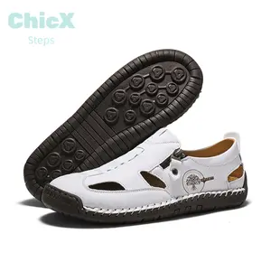 ChicX Men's Open Toe Leather Sandals for Formal Hiking & Summer Wear Comfortable Flip Flops Casual Slippers Versatile Footwear