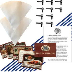 Maple Tapper Maple Syrup Tree Tapping Kit – (10) Taps + (10) 3-Foot Drop Line Tubes + 1- Quart Maple Sap Filter – Dark Blue Premium Food Grade Tubing - Instructions, Recipe Cards - Made in USA Bakeware Equipment