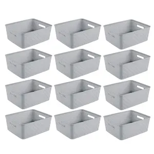 Sterilite 14'' x 11.5'' x 5'' Woven Rectangular Short Basket Organizer (12 Pack)
