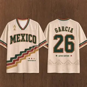 Custom Name Number Mexico Club Soccer Jersey Shirt, Retro Mexican Football Tee, Ivory Green Red Stripe, Personalized Name Number 2026 Fan Top for Fans