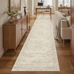Art&Tuft Washable Low-Pile Soft Runner Rug - Non-Slip, Vintage-Designed for Hallway, Kitchen