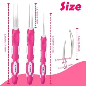 Braid Hair Locking Tool, 3 Pcs Crochet Needle 0.75mm and 2 Pcs latch hook, With Storage Bag, for Beginners and Experiecced Crochet Lover, Comfortable, Smooth, Ergonomic Haircare Heatless